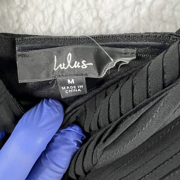 Lulus Cause for Commotion Black Pleated Bustier Maxi Dress M Fairy Goth Witchy - Picture 13 of 16